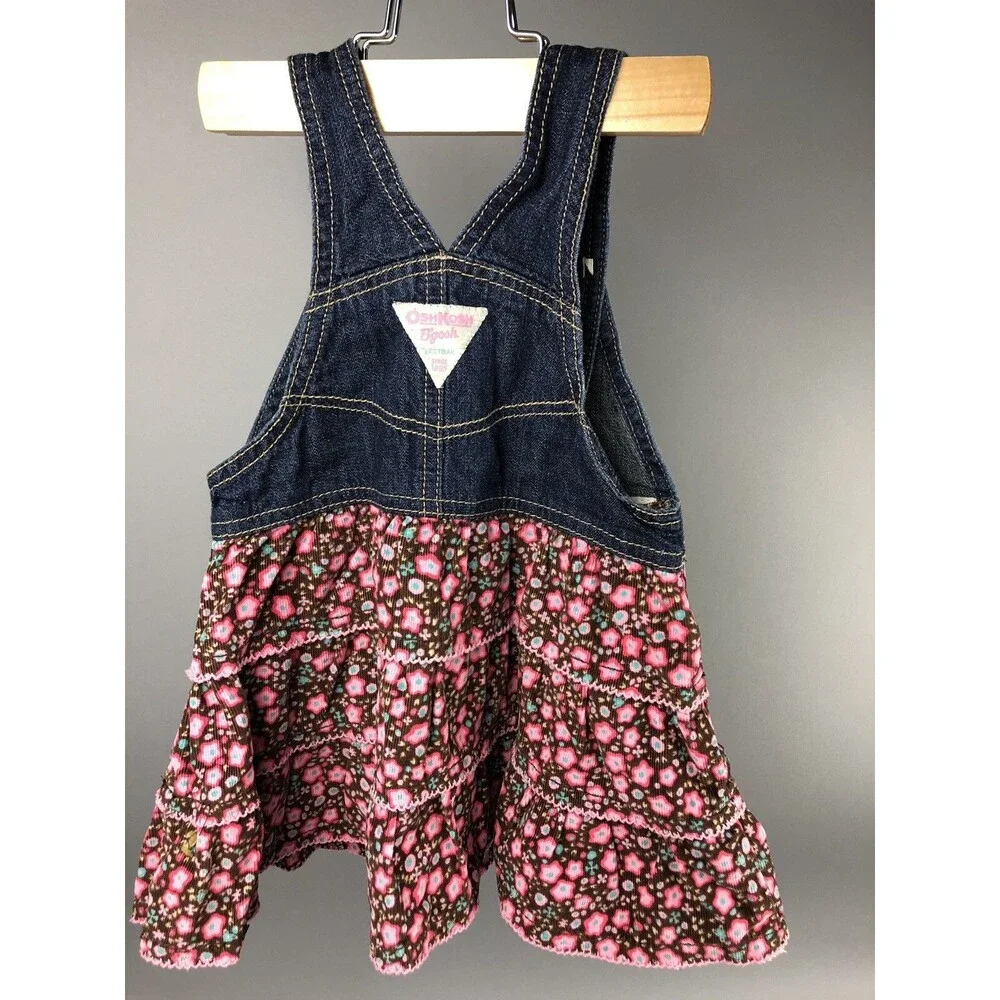 Oshkosh B’gosh Toddler Girl 24 Mo Vestbak Tiered Dress Floral VINTAGE Brown Pink